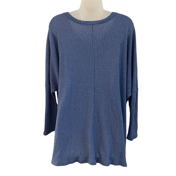 Audrey 3+1 Small Blouse Tunic Top Boxy Dolman Side Slits Blue Tee - Picture 7 of 7